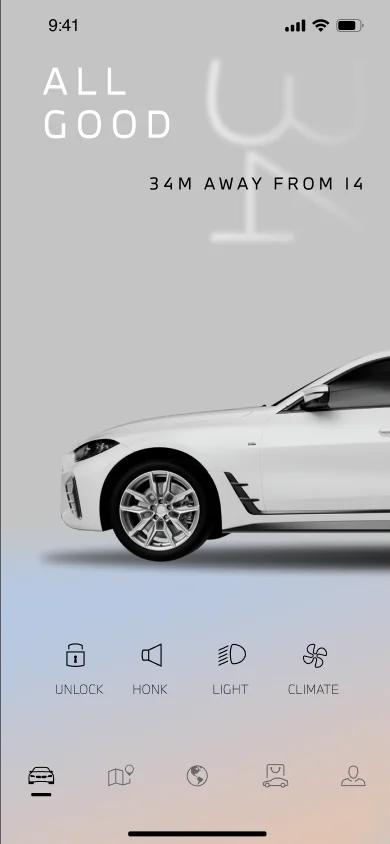 MyBMW light: 34 m away