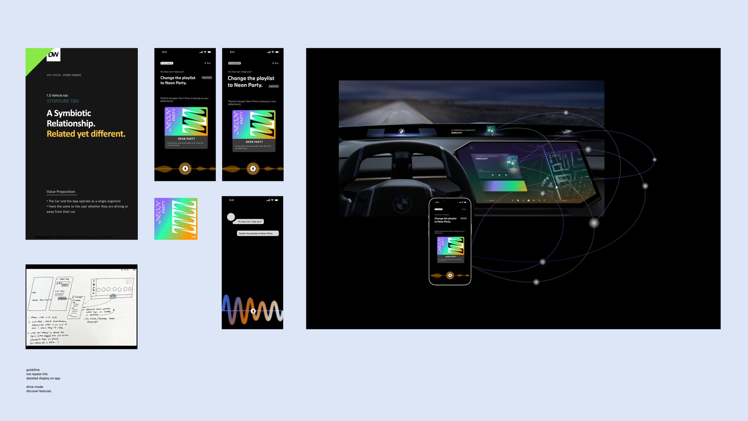Board: app and car display modes