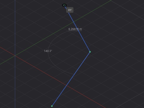 Plasticity drawing a polyline with plane, length and angle readouts