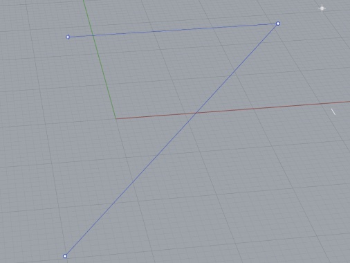 Rhino drawing a polyline: a thin blue preview segment with hollow vertices