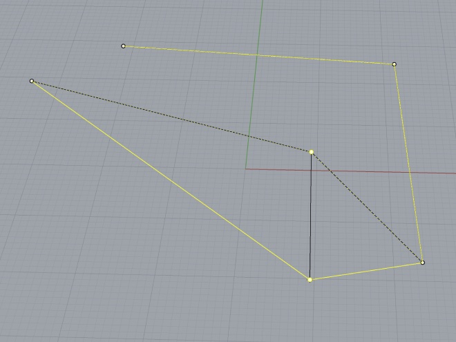 Rhino with selected curves drawn in yellow