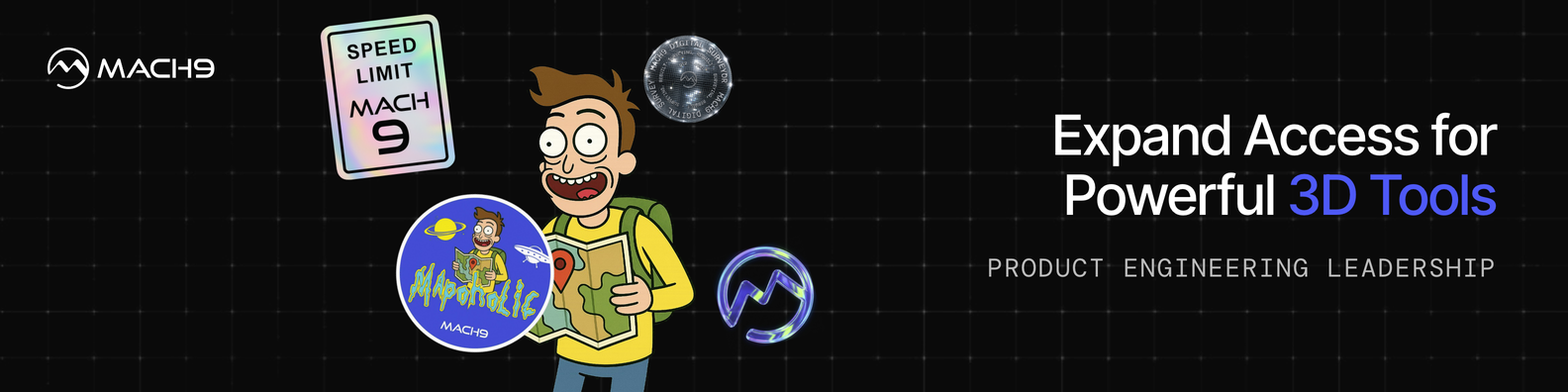 Mach9 LinkedIn banner with stickers