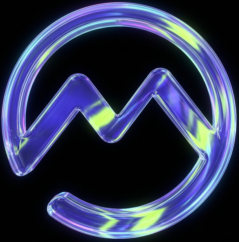 Mach9 symbol in blurple glass