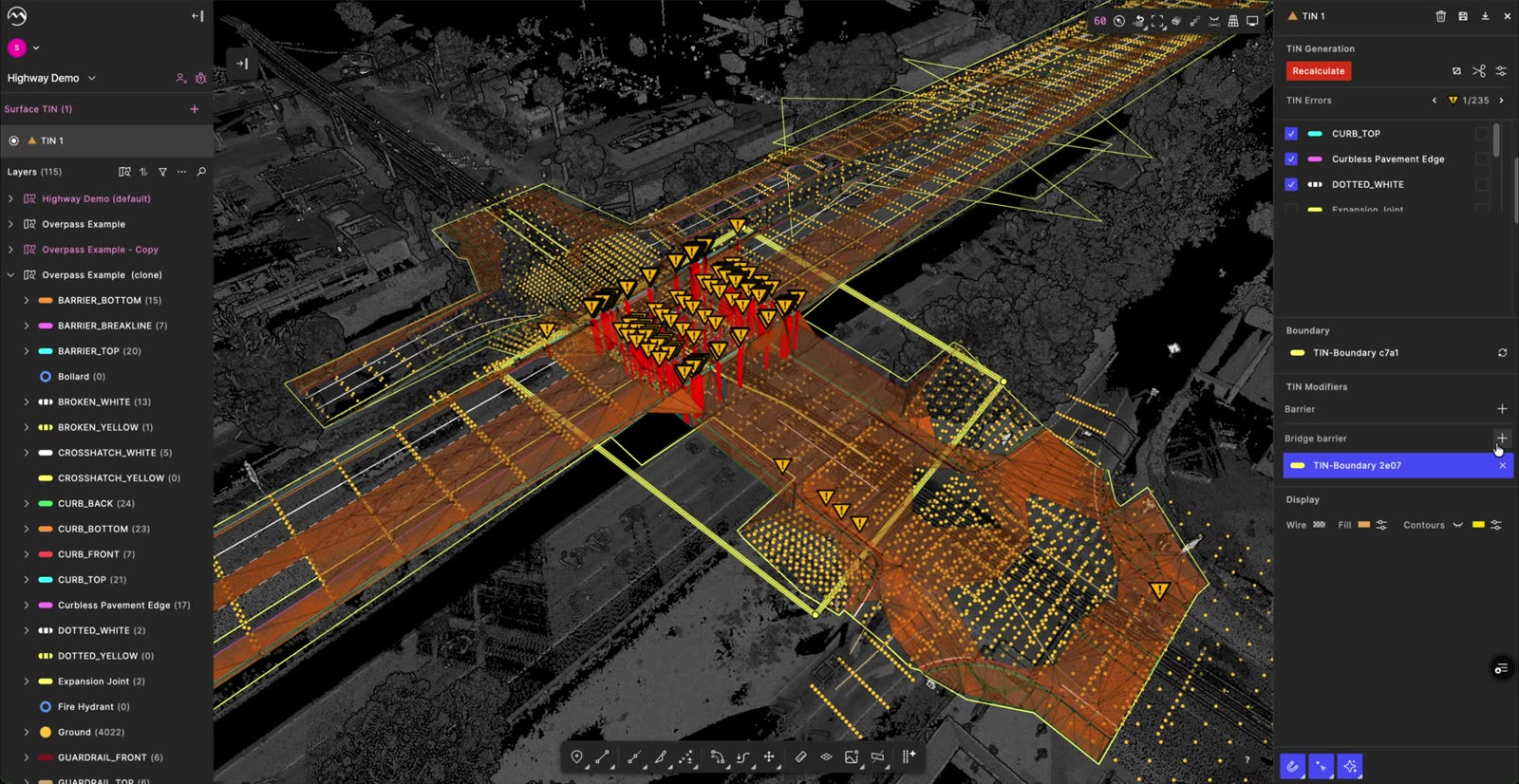 Adding a bridge barrier in TIN modifiers