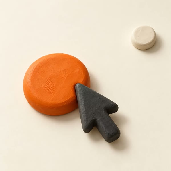 Clay cursor resting on a large target beside a small one